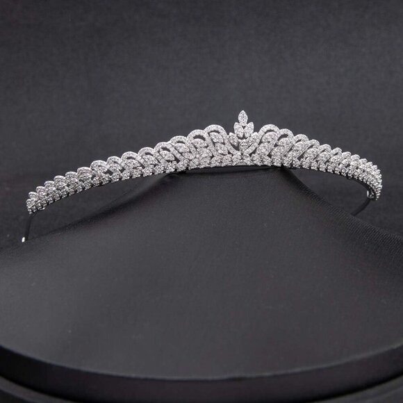 Cubic Zirconia Bridal Tiara Copper Platinum Plated Wedding Hair Accessory main image 4